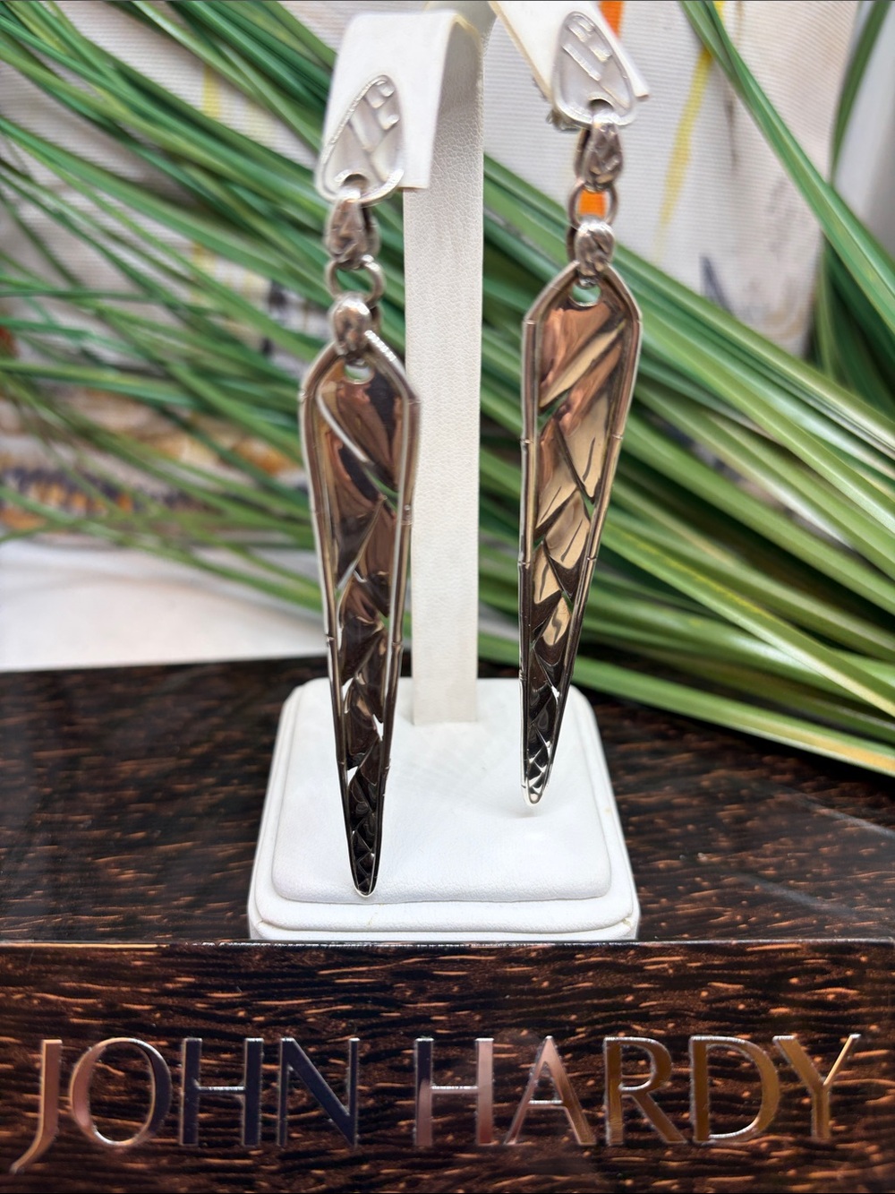 John Hardy Long Silver Bamboo Earrings